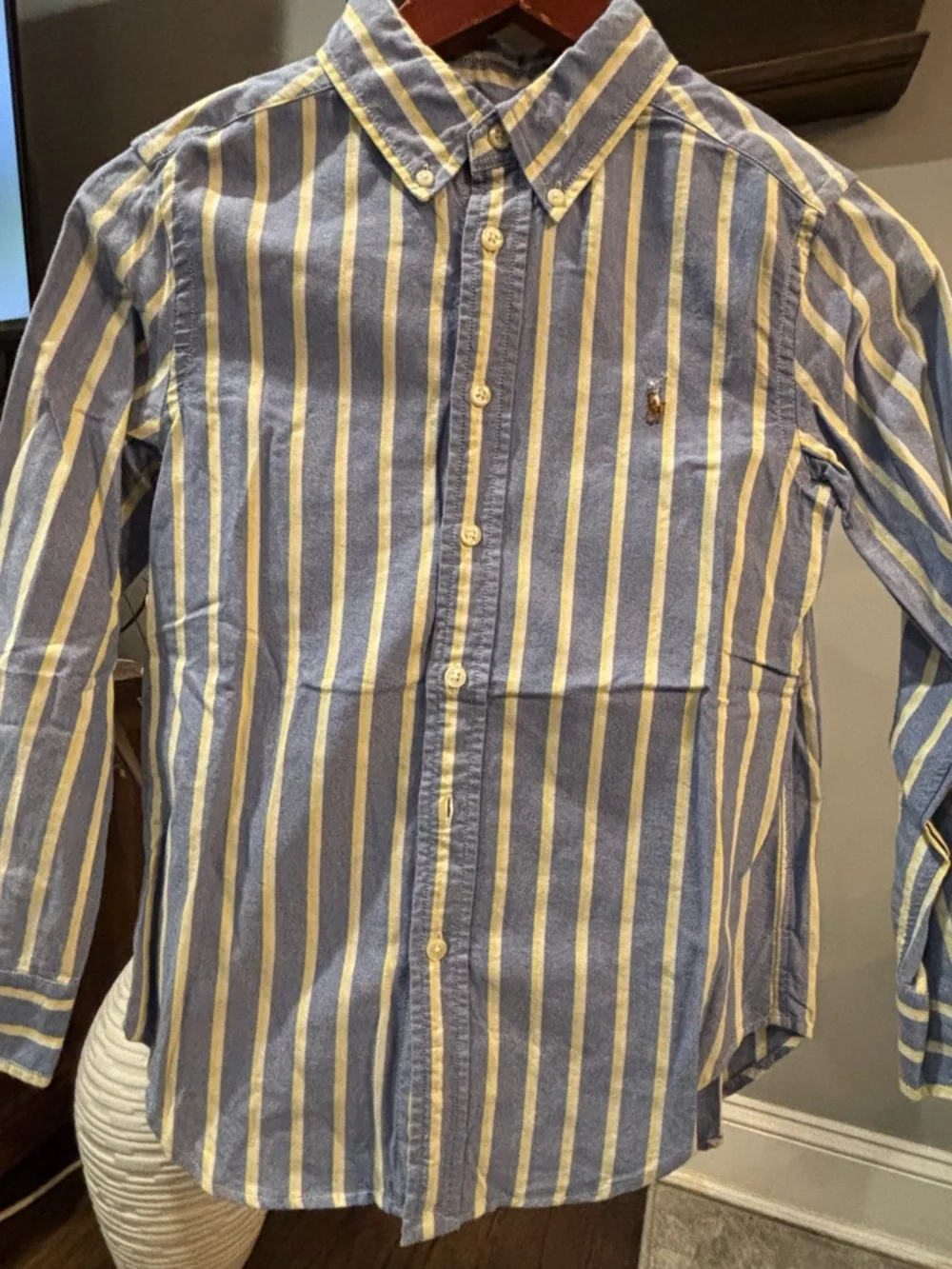 Ralph Lauren Blue and Yellow Striped Button-Down Shirt boys size small / 8